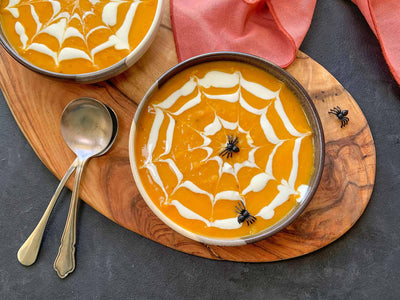 pumpkin soup Halloween special with cobweb vegums