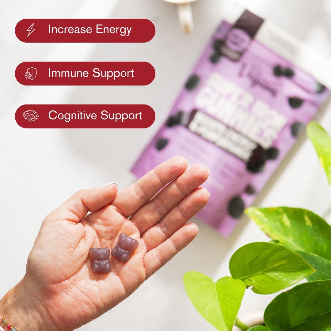 Vegums vegan vitamins super iron gummy vitamins purple teddy bear shape