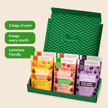 Two bags of each product, six bags a month, letterbox friendly